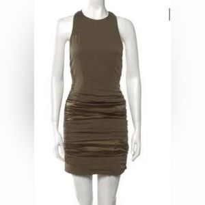 Alice and Olivia silk dress back zipper olive colored